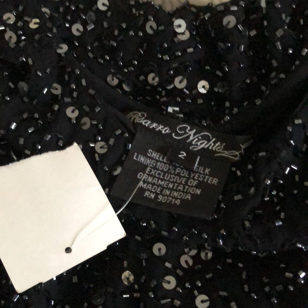 Pisarro Nights black silk Sequins Dress SZ 2 Beautiful dress with tags. - Picture 6 of 8